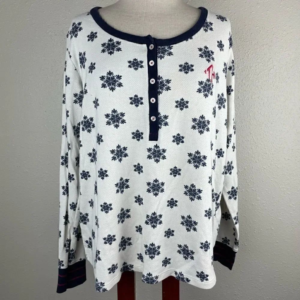 Tommy Hilfiger Half Button Down Pajama Top Size XL EUC